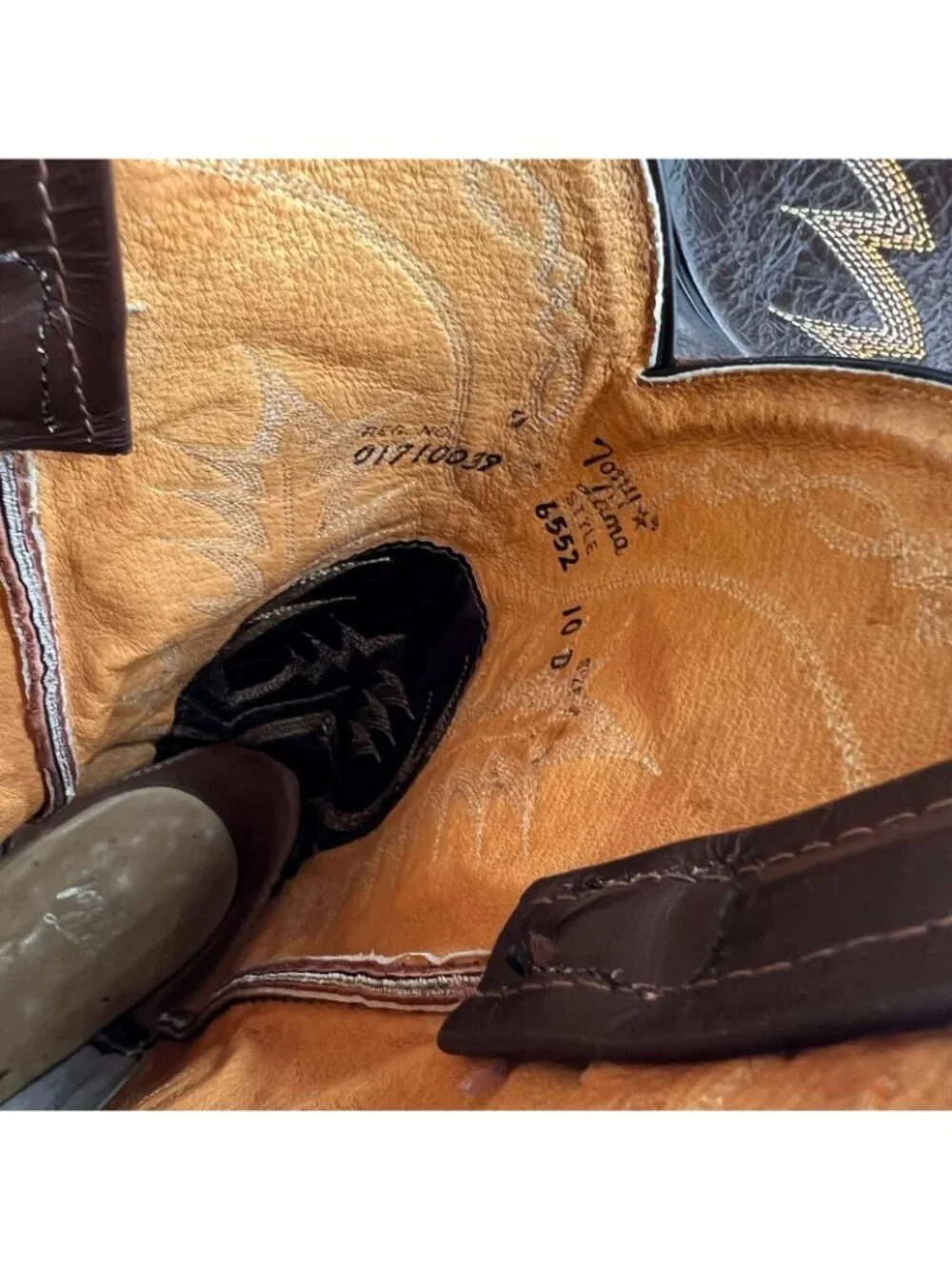 Tony Lama 6552 Cowboy Boots Mens 10 D Leather Vintage Western Two Tone USA Brown